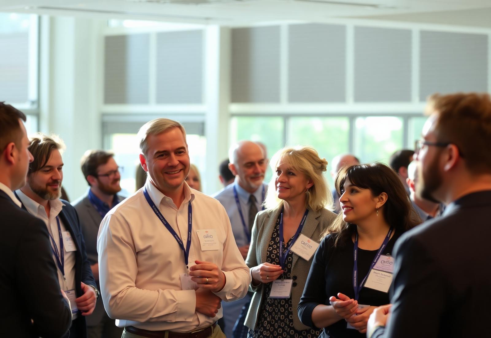 Waukegan business owners talking at a Chamber networking event